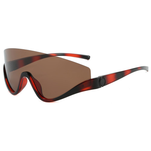 Retro Half- Frame Flat Top UV400 Outdoor Vacation Shield Sunglasses