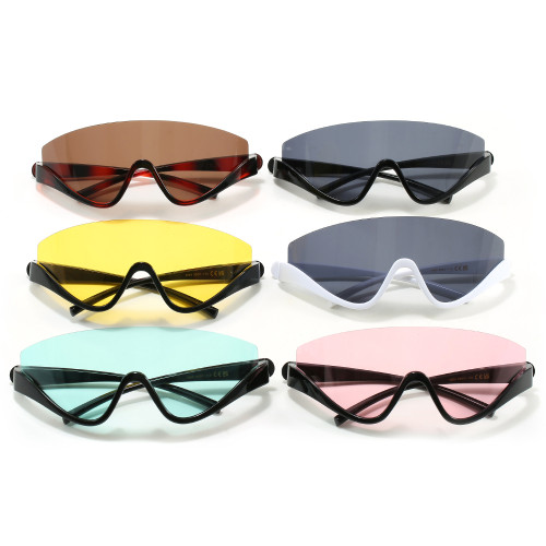 Retro Half- Frame Flat Top UV400 Outdoor Vacation Shield Sunglasses