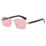 Retro Rimless Square Trendy Outdoor Vacation Photo Decorative Sunglasses