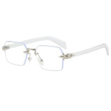 Retro Rimless Square Trendy Outdoor Vacation Photo Decorative Sunglasses