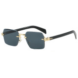 Retro Rimless Square Trendy Outdoor Vacation Photo Decorative Sunglasses