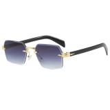 Retro Rimless Square Trendy Outdoor Vacation Photo Decorative Sunglasses
