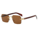 Retro Rimless Square Trendy Outdoor Vacation Photo Decorative Sunglasses
