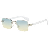 Retro Rimless Square Trendy Outdoor Vacation Photo Decorative Sunglasses