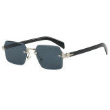 Retro Rimless Square Trendy Outdoor Vacation Photo Decorative Sunglasses