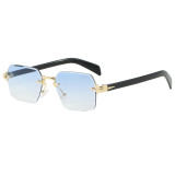 Retro Rimless Square Trendy Outdoor Vacation Photo Decorative Sunglasses