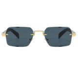 Retro Rimless Square Trendy Outdoor Vacation Photo Decorative Sunglasses