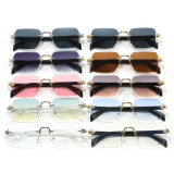 Retro Rimless Square Trendy Outdoor Vacation Photo Decorative Sunglasses