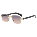 Retro Rimless Square Trendy Outdoor Vacation Photo Decorative Sunglasses