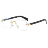 Retro Rimless Square Trendy Outdoor Vacation Photo Decorative Sunglasses