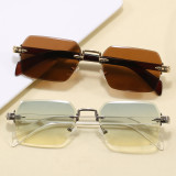 Retro Rimless Square Trendy Outdoor Vacation Photo Decorative Sunglasses