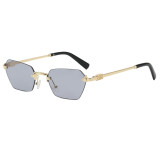 Retro Rimless Rectangle Trendy Outdoor Vacation Photo Decorative Sunglasses