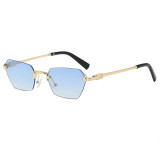 Retro Rimless Rectangle Trendy Outdoor Vacation Photo Decorative Sunglasses