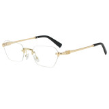 Retro Rimless Rectangle Trendy Outdoor Vacation Photo Decorative Sunglasses