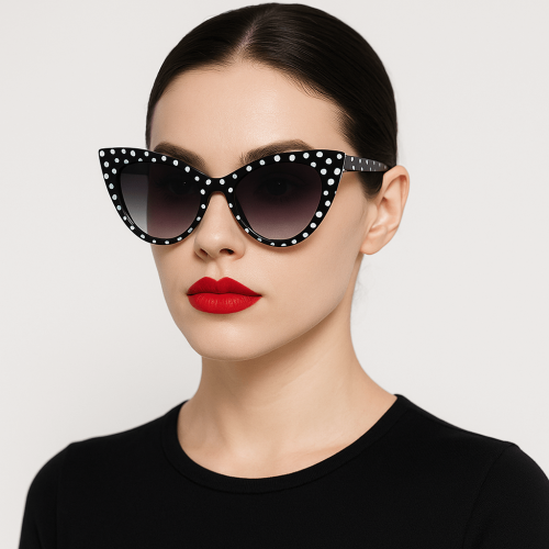 50s Fashion Cateye Sun glasses Retro Vintage Polka Dot Cat Eye Sunglasses
