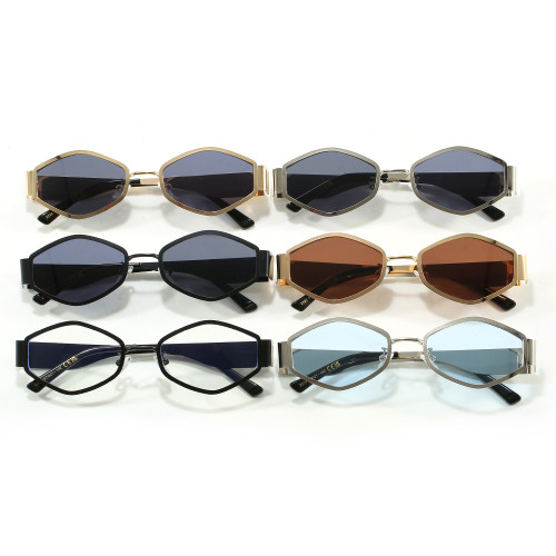 Retro Trendy Hexagon Hipple Style Metal Shades Sunglasses
