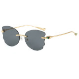 Retro Rimless Butterfly Trendy Outdoor Vacation Photo Decorative Sunglasses