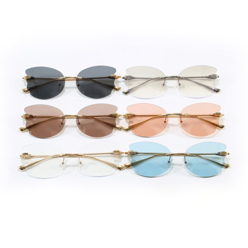 Retro Rimless Butterfly Trendy Outdoor Vacation Photo Decorative Sunglasses