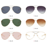 Retro Square Double Bridges Gradient Metal Flat Top Shades Sunglasses