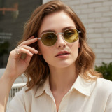 Retro Luxury Polygon Metal Frame Sunglasses