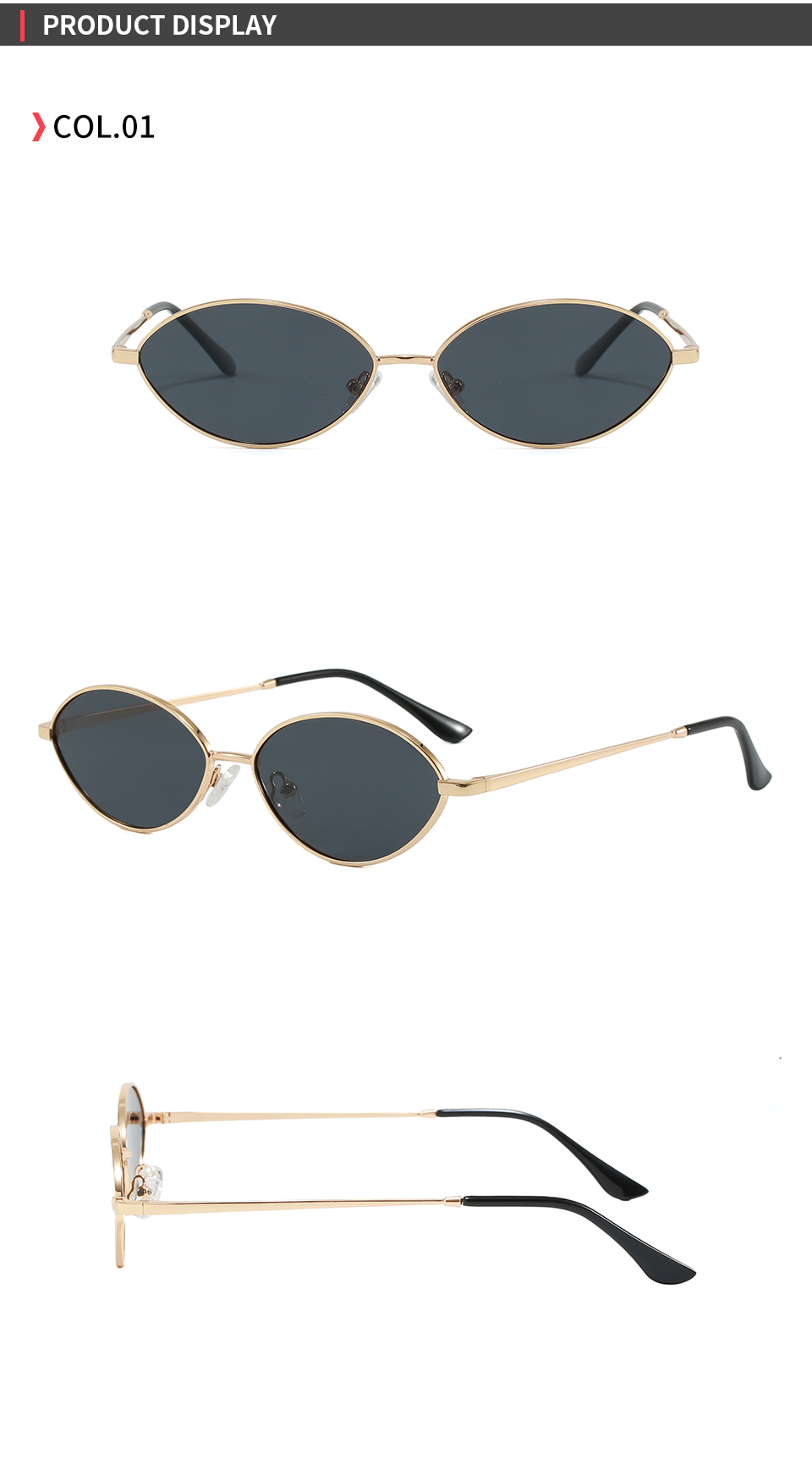 Y2K Narrow Oval Sunglasses Side View