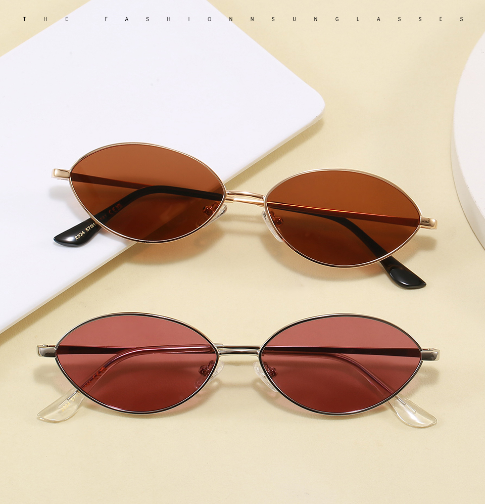Y2K Narrow Oval Sunglasses Angle 1