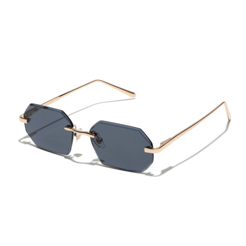 Retro Rimless Irregular Rectangle Spring Hinge Outdoor Vacation Photo Decorative Sunglasses