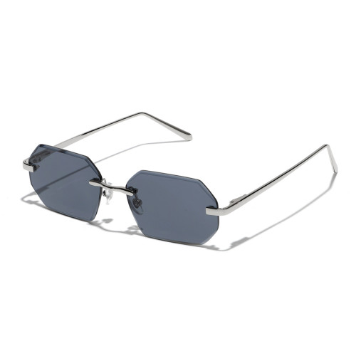 Retro Rimless Irregular Rectangle Spring Hinge Outdoor Vacation Photo Decorative Sunglasses