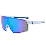 Oversized Men Flat Top Sports Outdoor Cycling Shield Goggle Mirror Sunglasses