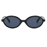 Classic Black Vintage Oval Sunglasses for Women Retro Small Frame Shades with Gold Metal Hinge Detail UV400