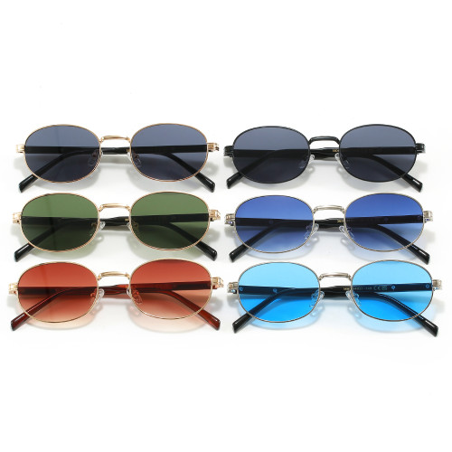 Retro Luxury Oval Metal Frame Sunglasses