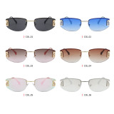 Retro Rimless Rectangle Trendy Outdoor Vacation Photo Decorative Sunglasses