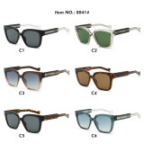 Retro Bold Square Sunglasses with Exquisite Wave-Pattern Wire Core Temples