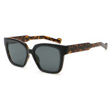 Retro Bold Square Sunglasses with Exquisite Wave-Pattern Wire Core Temples