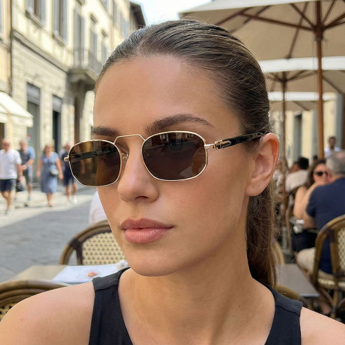 Retro-Chic Polygon Metal Shades Polygon Sunglasses for Men Women