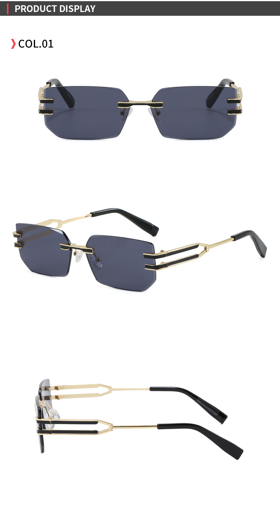 Rimless Sunglasses Gradient Tea