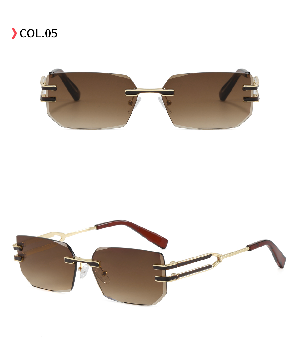 Rimless Sunglasses Silver Grey