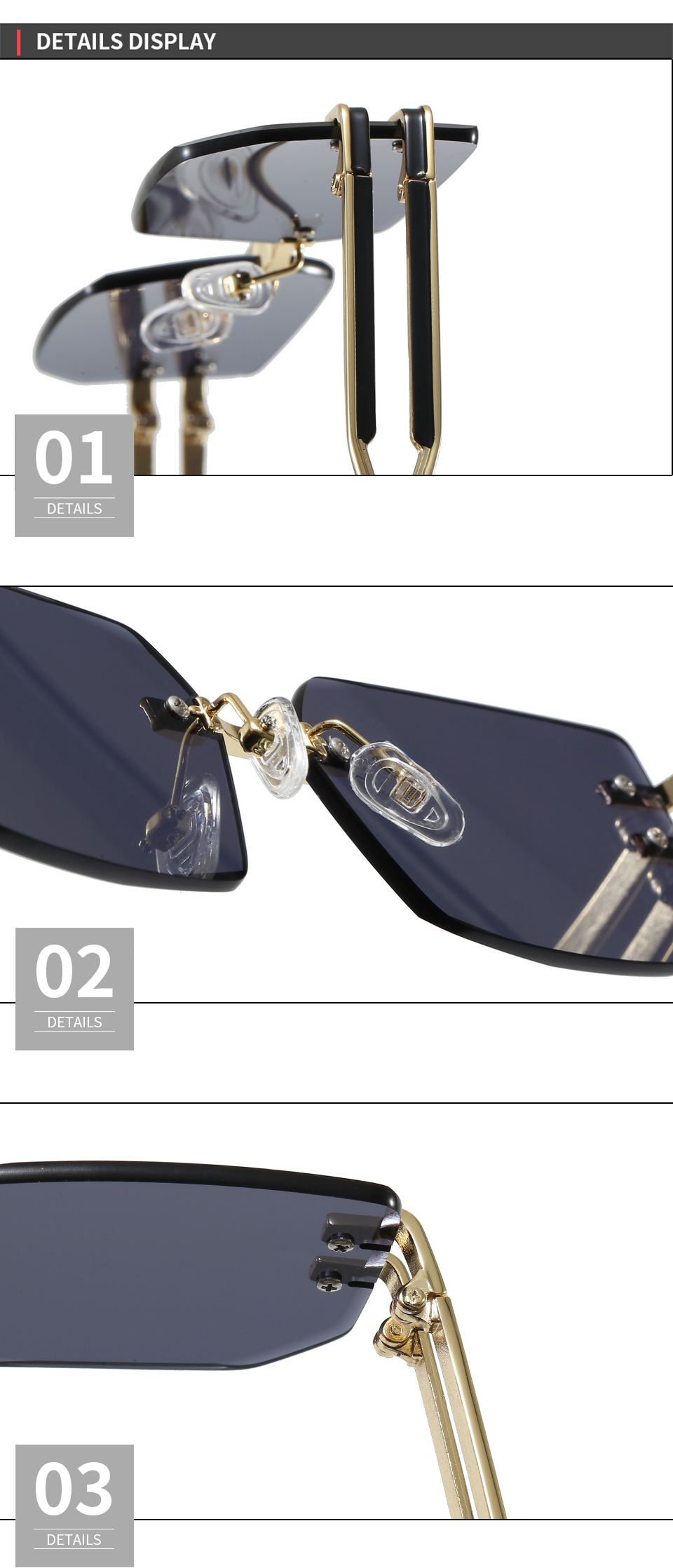 Rimless Sunglasses Detail Shot