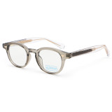 Model 60214 C3 Champagne Clear Beige transparent round optical frames featuring visible metal wire core design