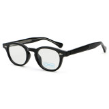 Model 60214 C1 Glossy Black vintage round TR90 glasses with CP wire core temples and anti-blue light lenses