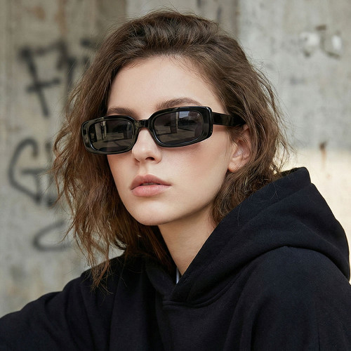 Retro Bold Rectangle Sunglasses UV400 - Premium CP Wire Core Temples