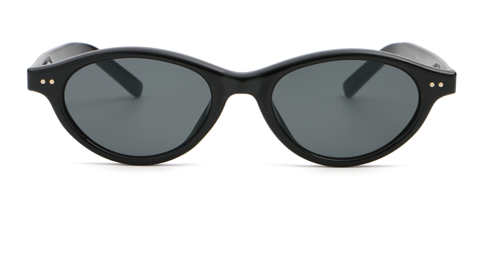 Retro oval sunglasses front view black frame