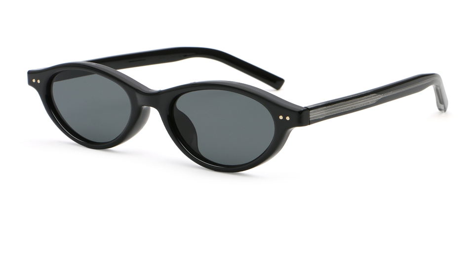 Oval sunglasses side view slim temples