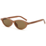 Translucent brown oval frame sunglasses with brown lenses, classic fashion eyewear