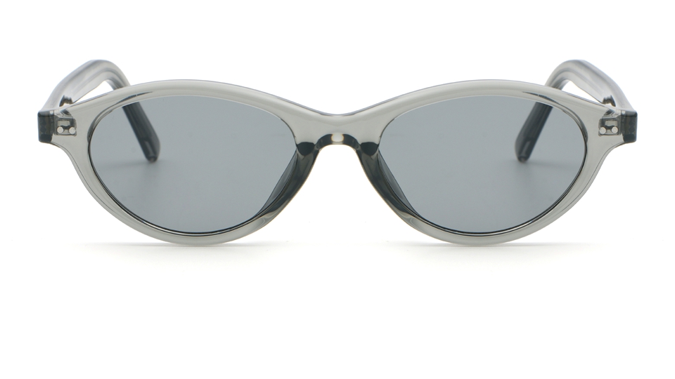 Crystal smoke oval sunglasses gradient grey lenses