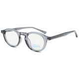 Stylish transparent grey TR90 glasses frames for men and women with blue light protection.