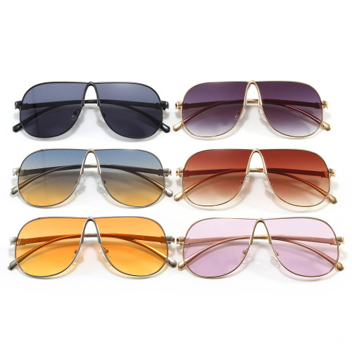 Vintage-Inspired Metal Frame Gradient Lens Flat Top Pilot Sunglasses  
