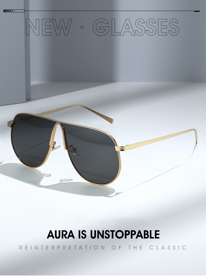 Retro Metal Pilot Style Sunglasses - Close Up - Metal Construction