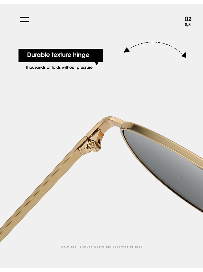 Retro Metal Pilot Style Sunglasses - Side View - Metal Frame Detail