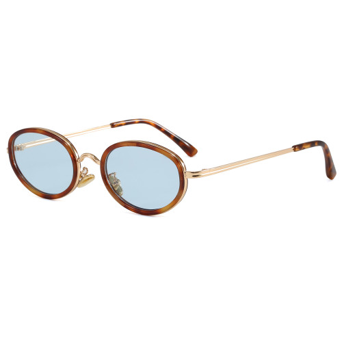 Retro Narrow Oval Shades Sunglasses for Men and Women